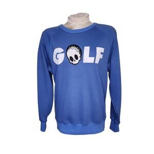 Bad Mulligan Golf Sweatshirt Mens Medium Blue Skull Pullover‎